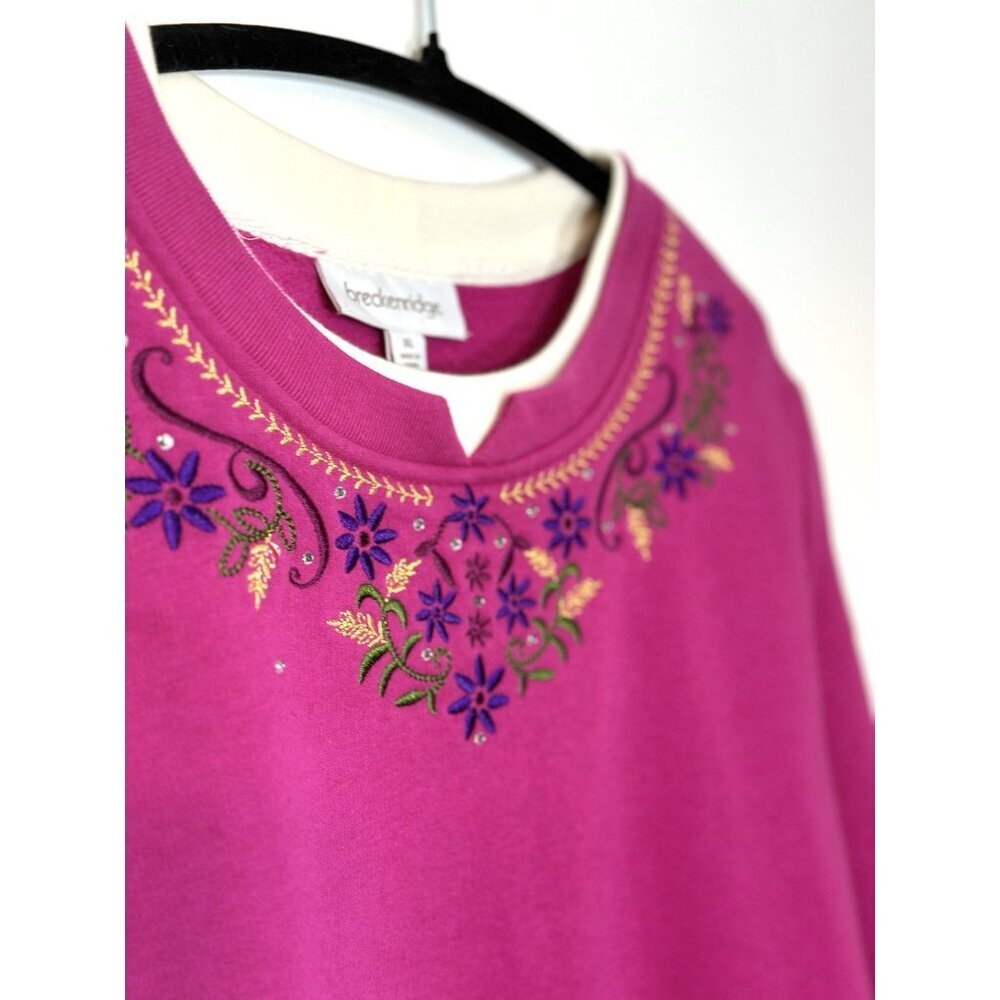 Vintage Breckenridge‎ Crew Neck Grandma Womens XL Pink Embroidered Grannycore - Picture 4 of 10